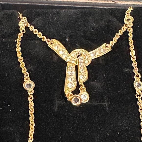 VINTAGE MONET Gold Plated Necklace with Crystals in gift box VINTAGE MONET - Picture 9 of 15